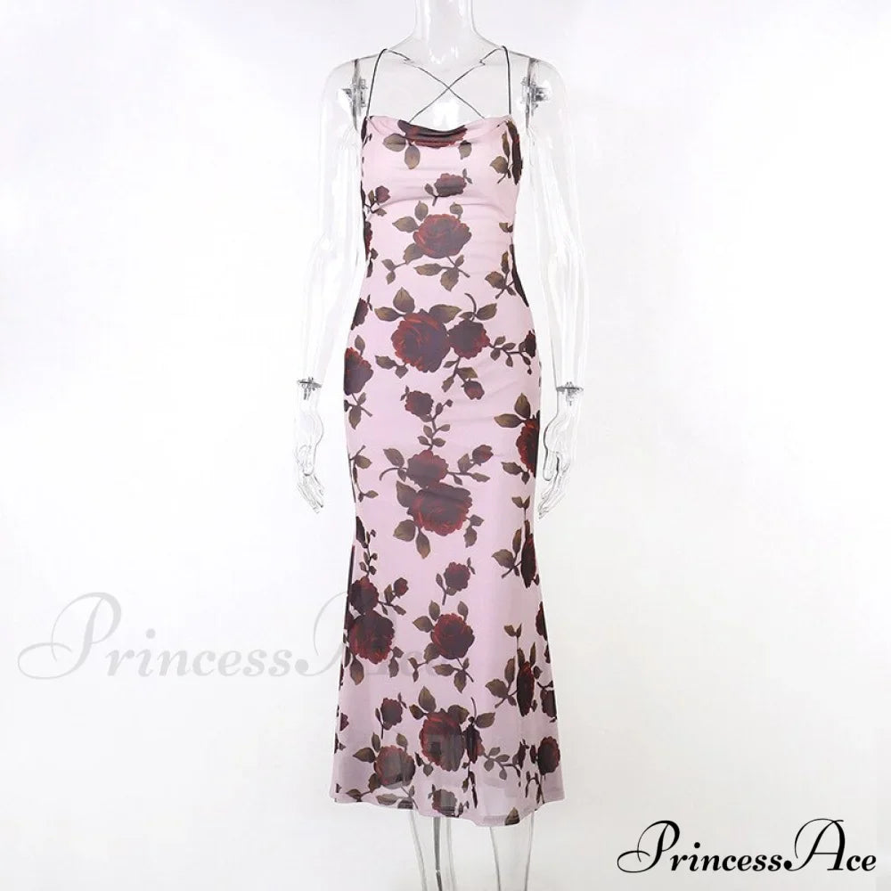 Floral Print Strappy Charming Back Tie-Up Midi Dress image 10