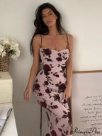 Floral Print Strappy Charming Back Tie-Up Midi Dress image 1