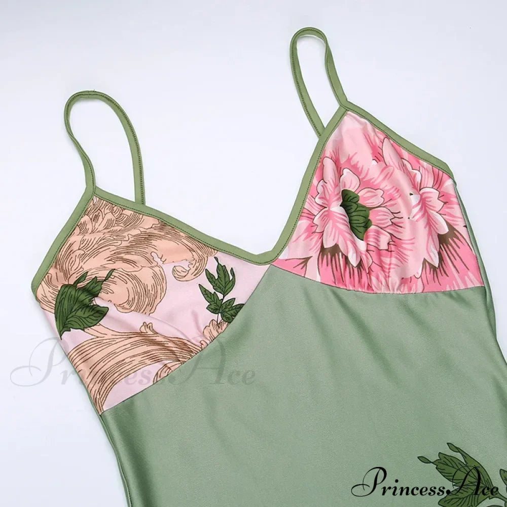Floral Print Suspender V-neck Maxi Chic Female Beach Party Club Bodycon Dress image 5