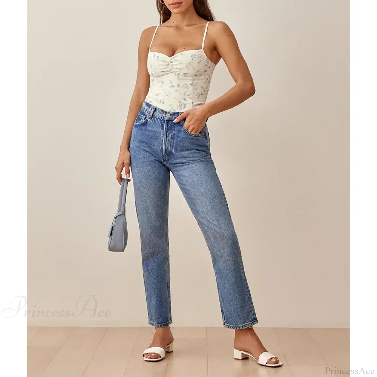 Floral Print Sweetheart Neck Smocked Spaghetti Strap Cami image 3