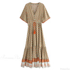 Floral Print Tassel V-neck Rayon Cotton Maxi Boho Dress image 4
