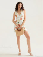 Floral Print Tied Shoulder Backless Sleeveless Mini Vacation Floral Dress image 6