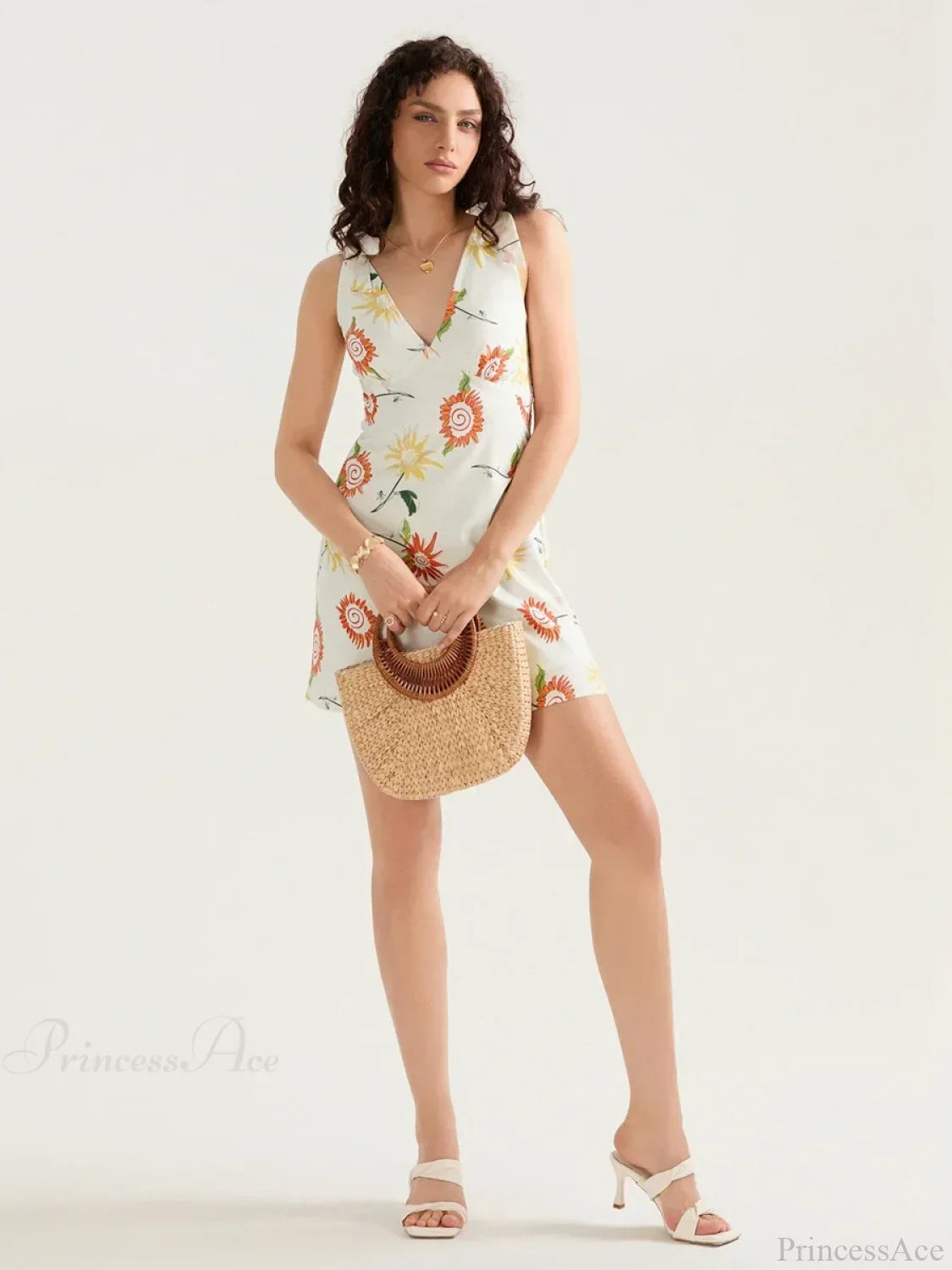 Floral Print Tied Shoulder Backless Sleeveless Mini Vacation Floral Dress image 6