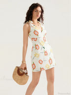 Floral Print Tied Shoulder Backless Sleeveless Mini Vacation Floral Dress image 4
