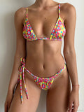 Floral Print Triangle Bikini Set image 1