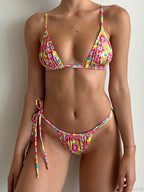 Floral Print Triangle Bikini Set image 1