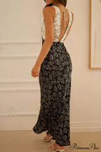 Floral Print V Neck Dress with Contrast Detail and Tie-back image 15