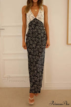 Floral Print V Neck Dress with Contrast Detail and Tie-back image 12
