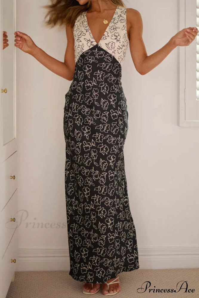 Floral Print V Neck Dress with Contrast Detail and Tie-back image 11