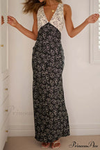 Floral Print V Neck Dress with Contrast Detail and Tie-back image 11