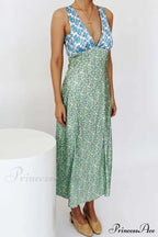 Floral Print V Neck Dress with Contrast Detail and Tie-back image 9