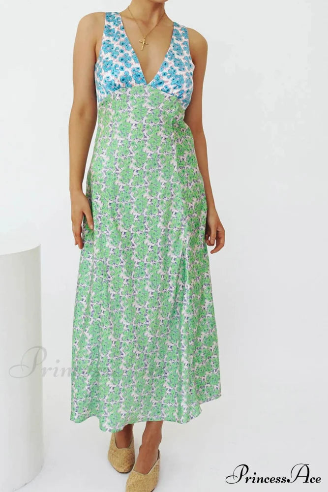 Floral Print V Neck Dress with Contrast Detail and Tie-back image 8