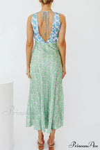 Floral Print V Neck Dress with Contrast Detail and Tie-back image 10