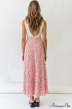 Floral Print V Neck Dress with Contrast Detail and Tie-back image 6