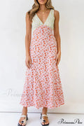 Floral Print V Neck Dress with Contrast Detail and Tie-back image 1