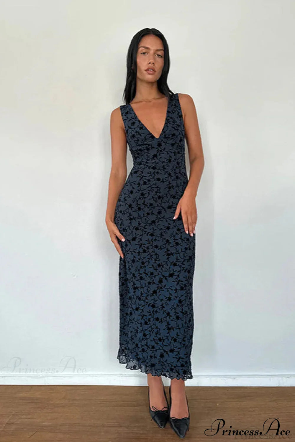 Floral Print V-Neck Sleeveless Fitted Party Dress image 6