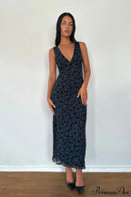 Floral Print V-Neck Sleeveless Fitted Party Dress image 6