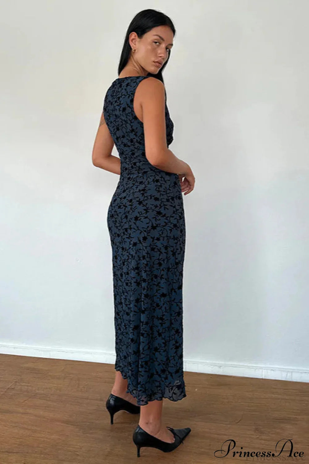 Floral Print V-Neck Sleeveless Fitted Party Dress image 8