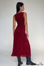 Floral Print V-Neck Sleeveless Fitted Party Dress image 3