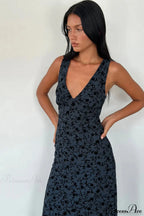Floral Print V-Neck Sleeveless Fitted Party Dress image 4