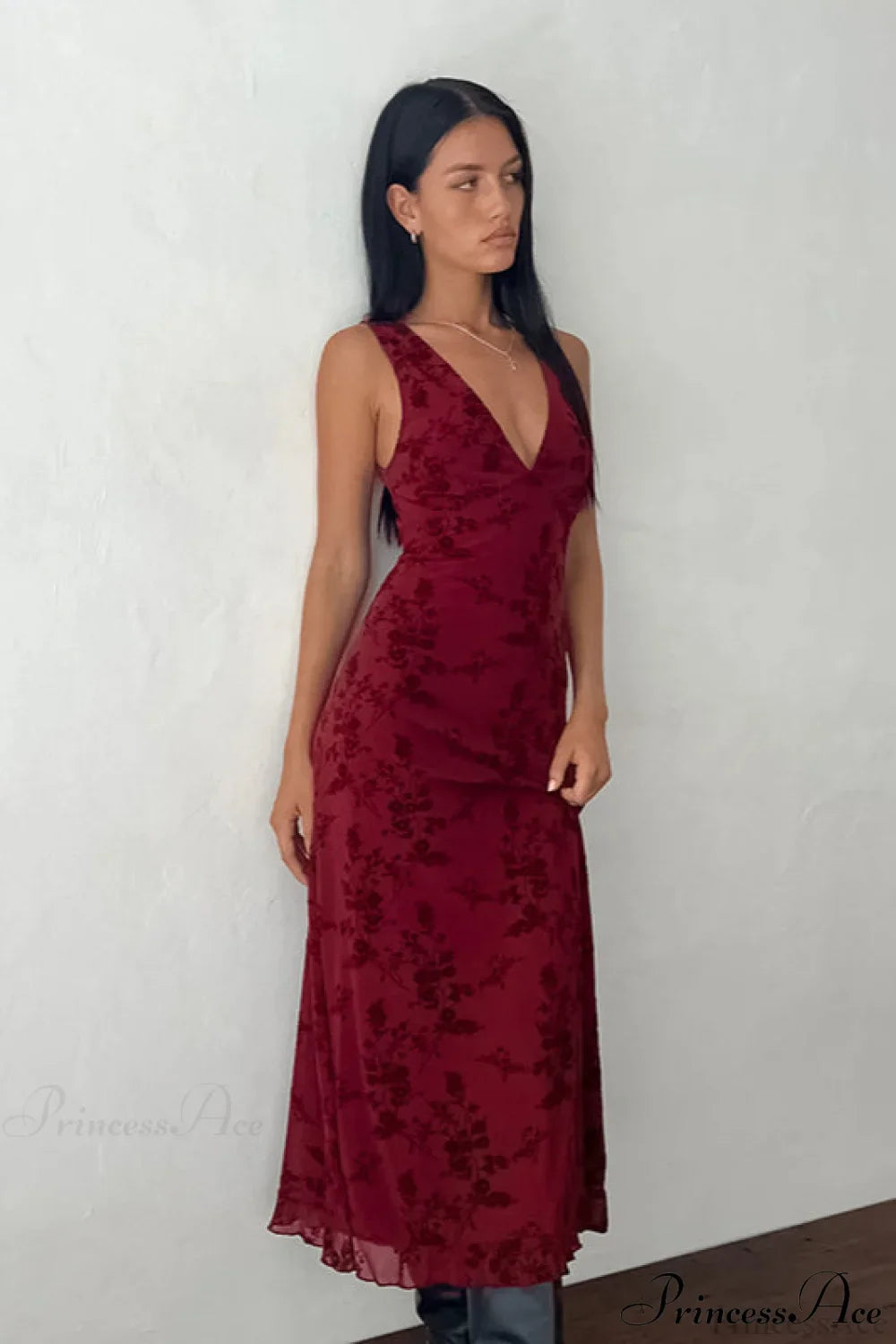 Floral Print V-Neck Sleeveless Fitted Party Dress image 2