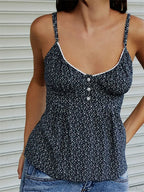 Floral Print V-neck Tie-up Spaghetti Crop Top image 3