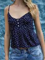 Floral Print V-neck Tie-up Spaghetti Crop Top image 5