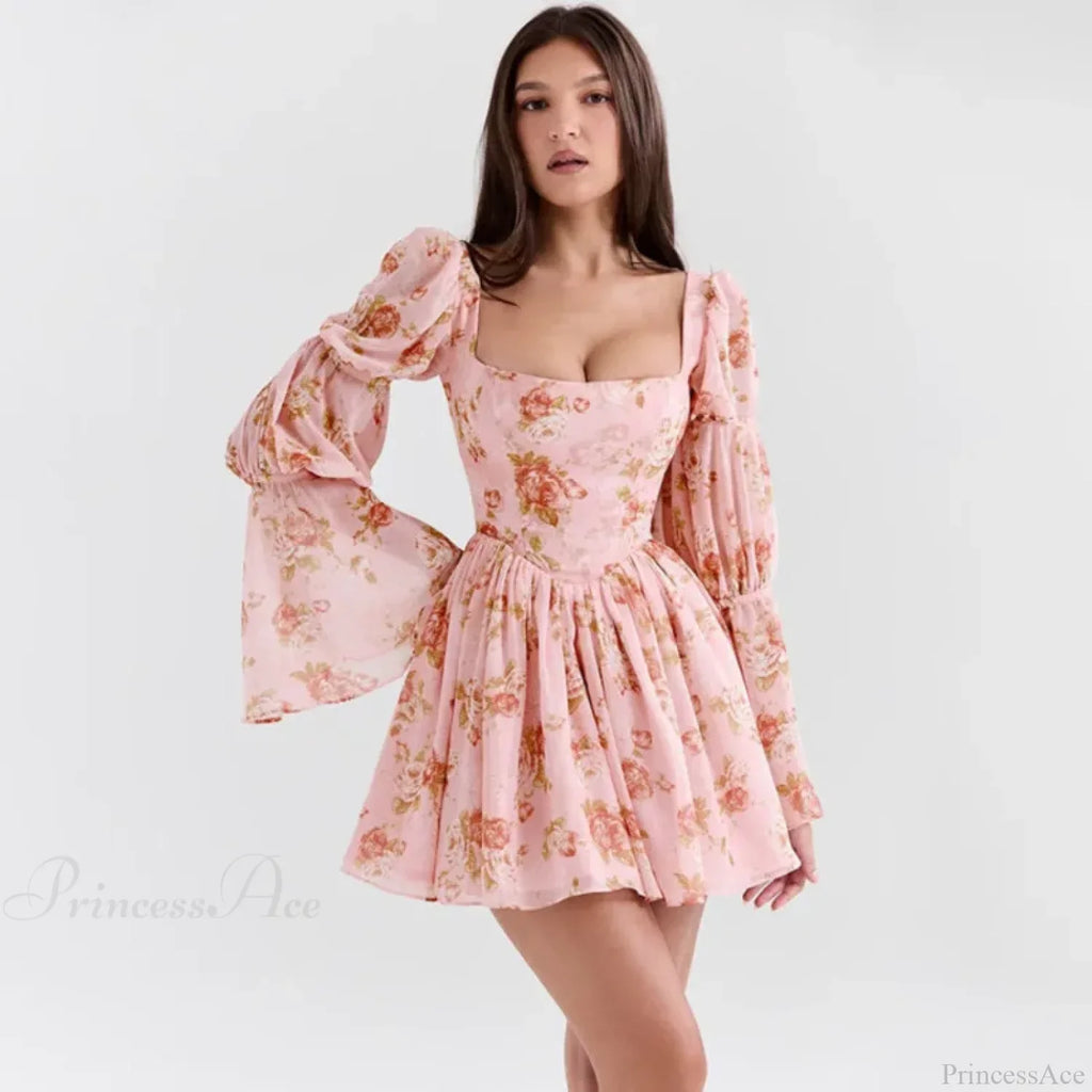 Floral Print Waist Wrap A-line Vacation Dress image 2