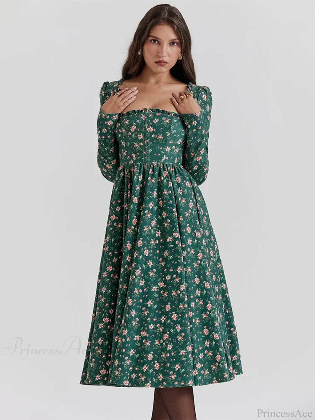 Floral Printed Backless Square Neck Midi Floral Dress image 2