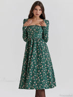 Floral Printed Backless Square Neck Midi Floral Dress image 2