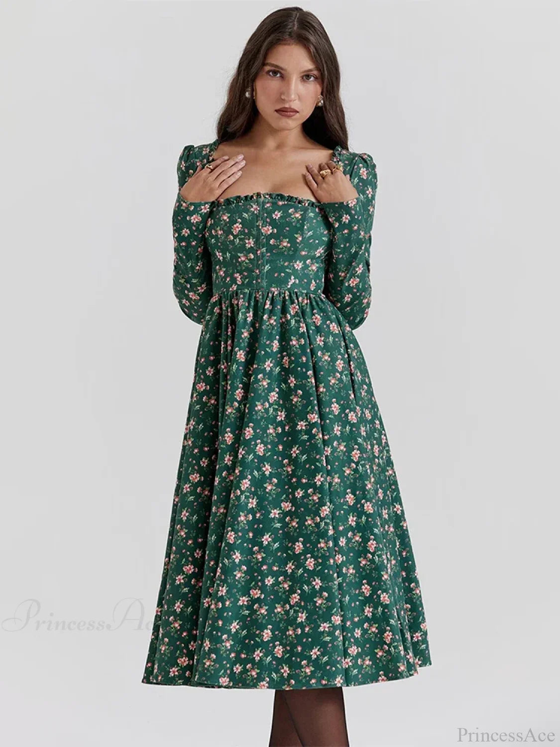 Floral Printed Backless Square Neck Midi Floral Dress image 2
