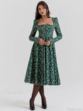 Floral Printed Backless Square Neck Midi Floral Dress image 3