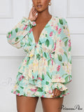 Floral Printed Puff Trendy Sleeve Midi Dress image 1