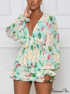 Floral Printed Puff Trendy Sleeve Midi Dress image 1