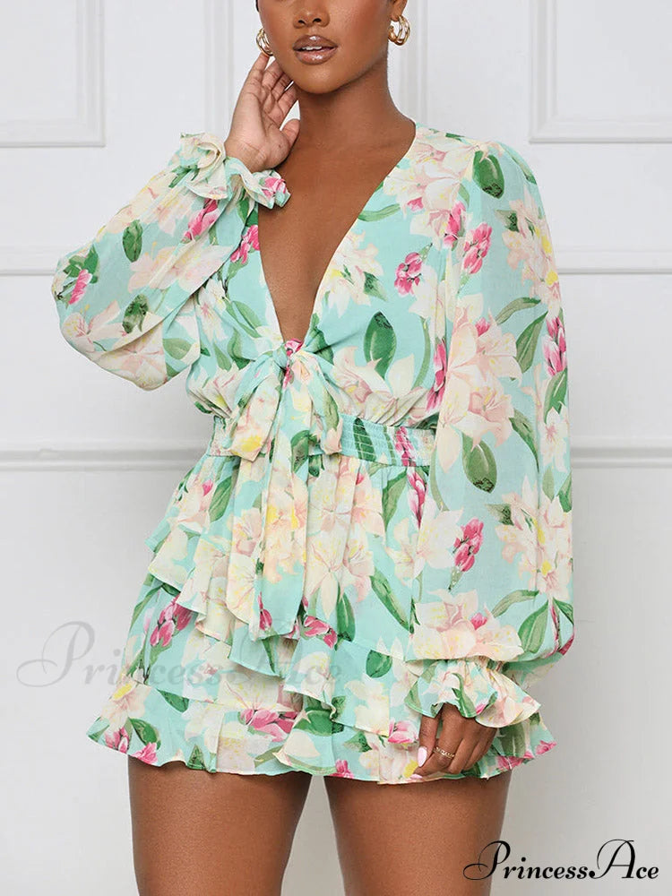 Floral Printed Puff Trendy Sleeve Midi Dress image 1