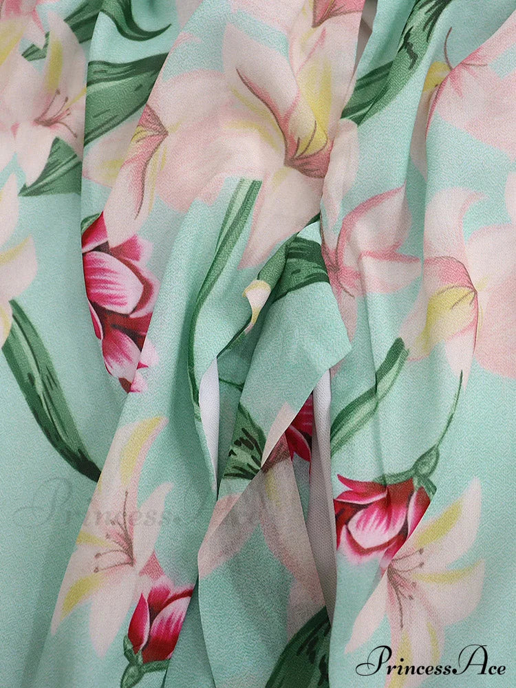 Floral Printed Puff Trendy Sleeve Midi Dress image 4