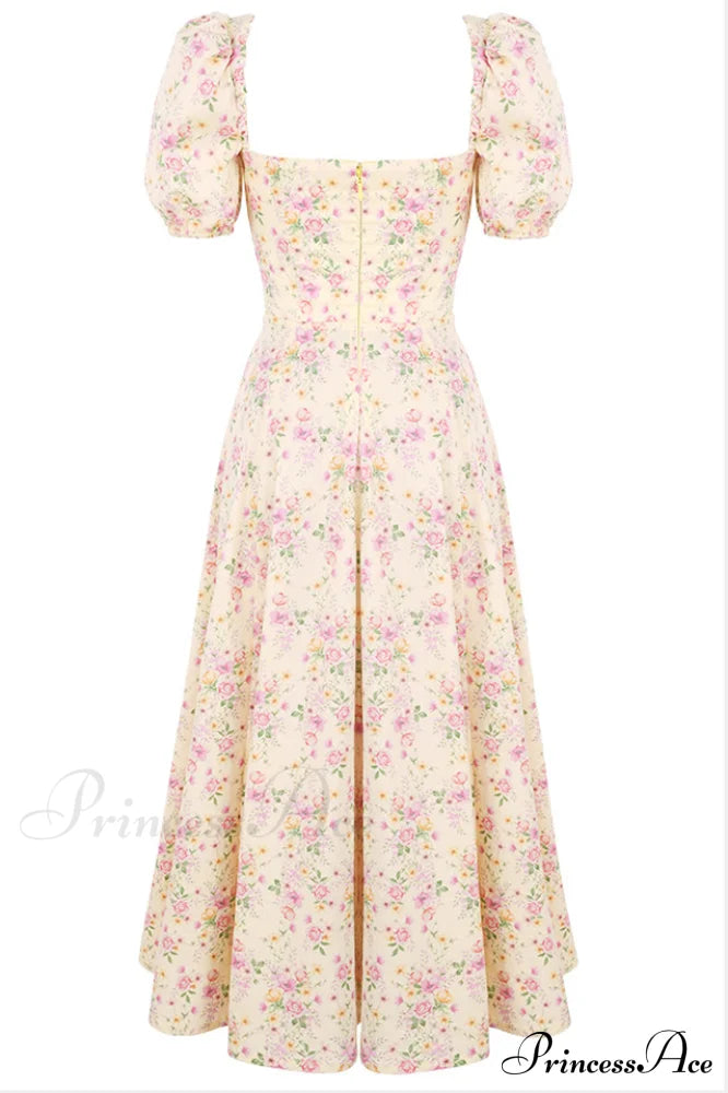 Floral Puff Sleeve Charming Boho Midi Dress image 7