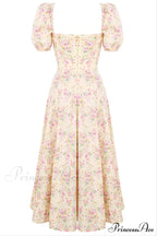 Floral Puff Sleeve Charming Boho Midi Dress image 7