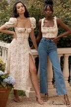 Floral Puff Sleeve Charming Boho Midi Dress image 4