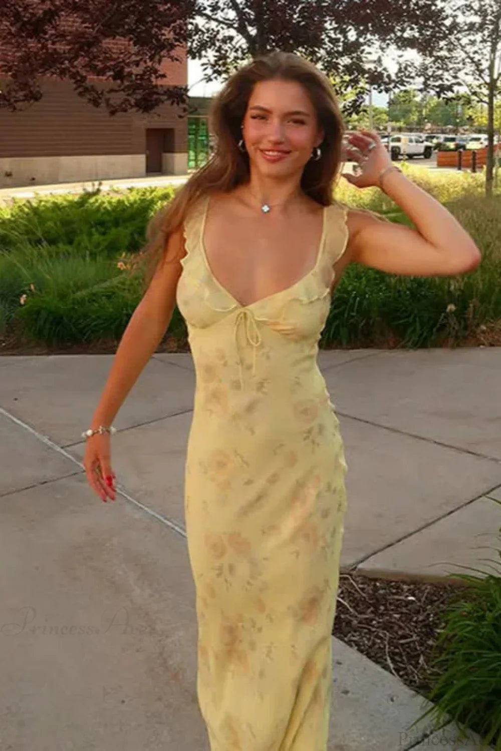 Floral Ruffle Strap Ruffled Sleeve Maxi Dress image 3
