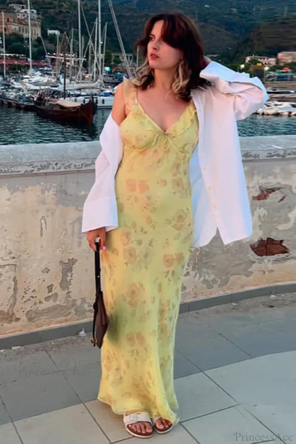 Floral Ruffle Strap Ruffled Sleeve Maxi Dress image 2