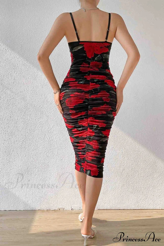 Floral Rushed Bodycon Cami Dress image 4