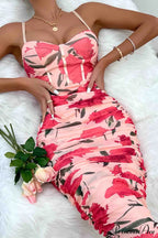 Floral Rushed Bodycon Cami Dress image 10