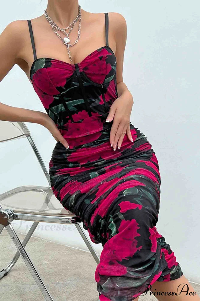 Floral Rushed Bodycon Cami Dress image 16