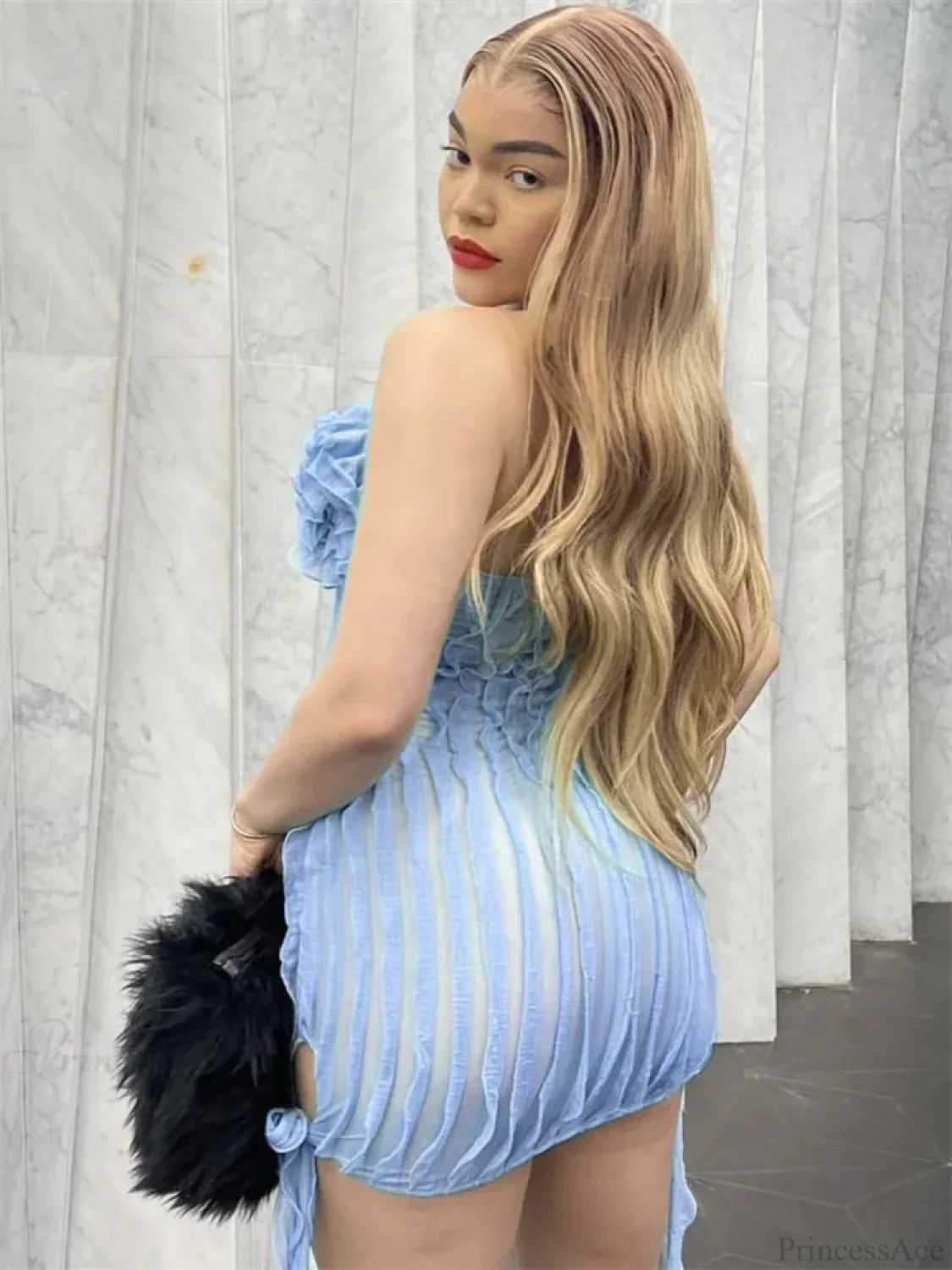 Floral See-Through Ruffled Mini Dress image 4