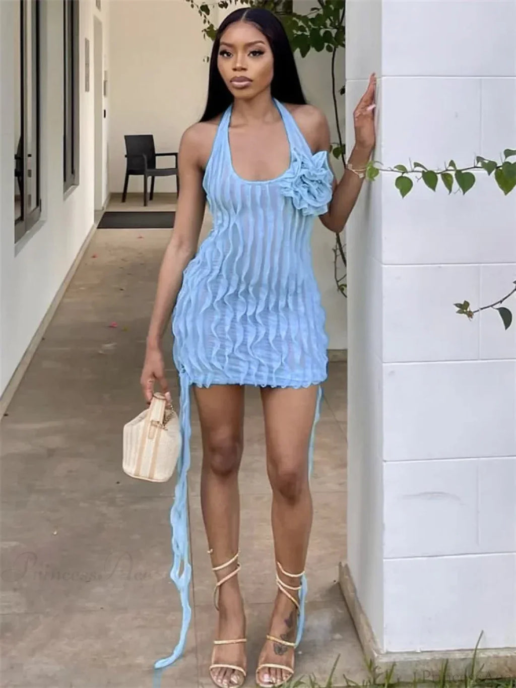 Floral See-Through Ruffled Mini Dress image 3