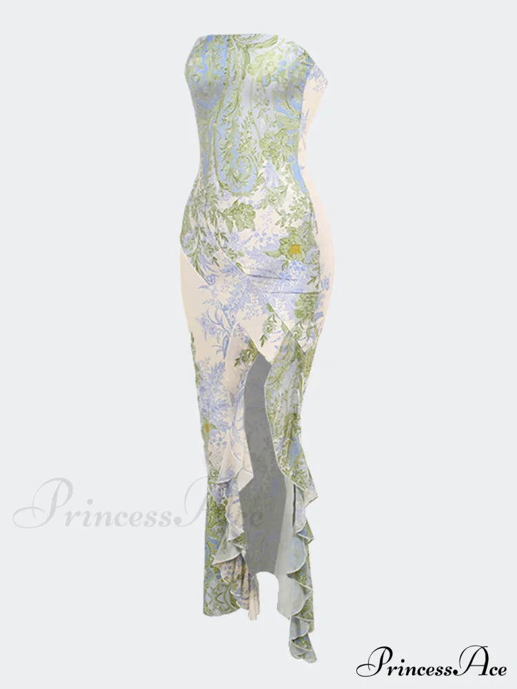 Floral Sexy Stylish Slit Maxi Dress image 3