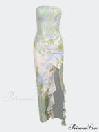 Floral Sexy Stylish Slit Maxi Dress image 2