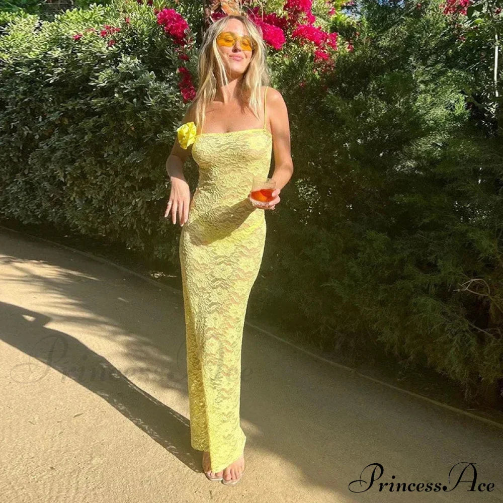 Floral Sheer Lace Maxi Dress image 3