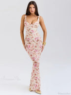 Floral Slim Bodycon Maxi Vacation Dress image 3